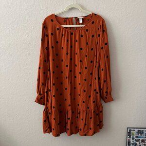 Long sleeve polka dot dress